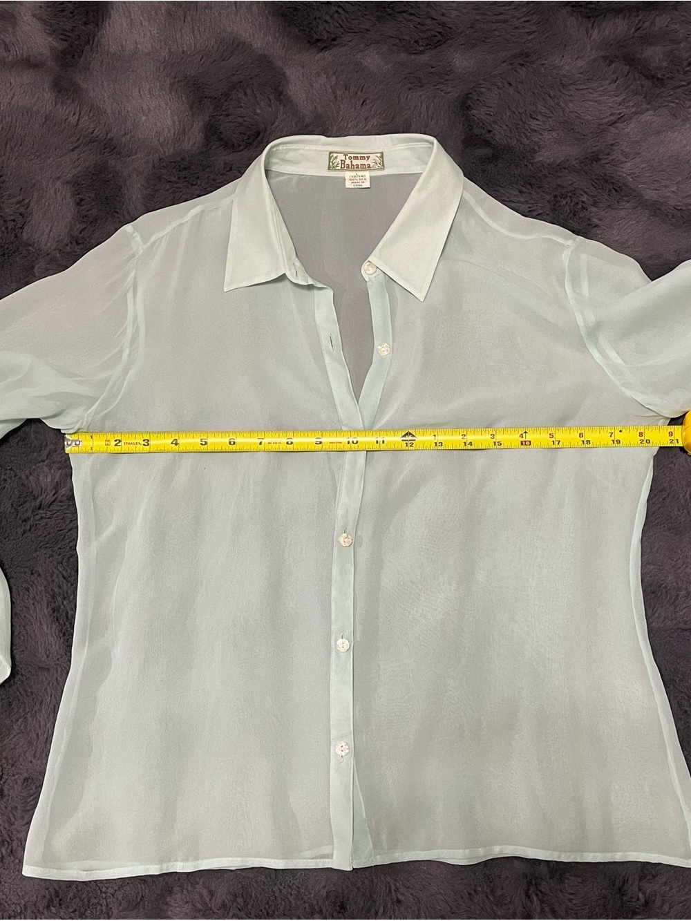 VTG Tommy Bahama 100% Silk Button Up Shirt Women's L 12/14 Mint Green Y2K 90s - Picture 7 of 9